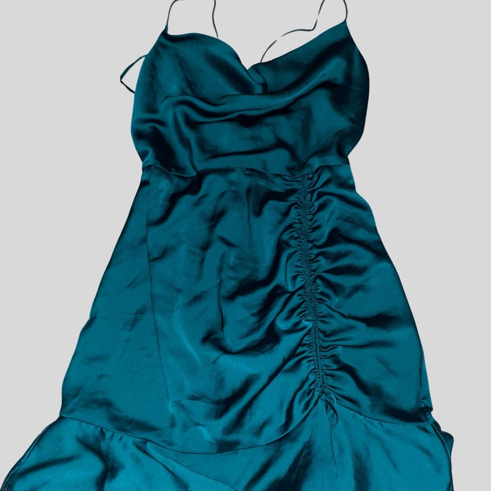 Elegant Teal Satin Dress